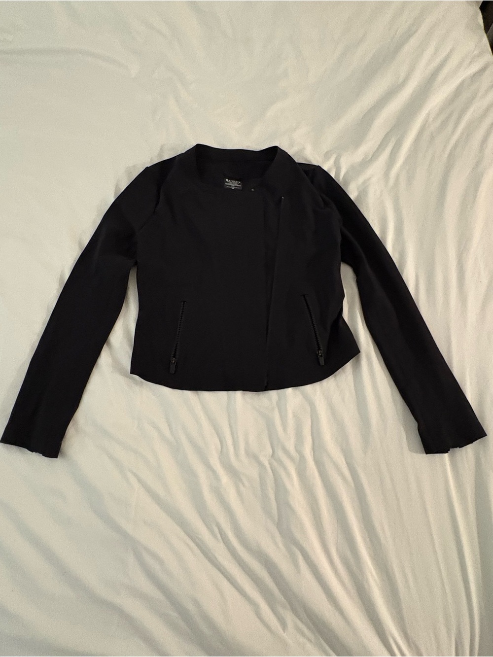 Athleta Black Women's Zip-Front Moto Style Jacket, Size Extra Small